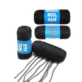 Brazilian Wool Hair Yarn for Braiding Hair Black Women Twist Braids Soft Faux Locs 4 Rolls