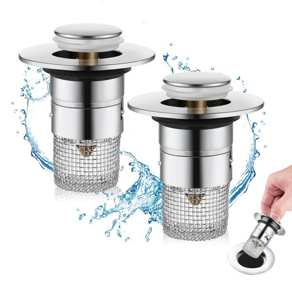 YUEYEQU Pack of 2 Sink Plugs for 34-40 mm Drain