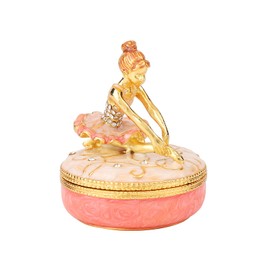 FASSLINO Ballet Girl Trinket Box Hinged Enameled Hand-Painted Figurine Ornaments Craft Unique Gift for Home Decor