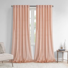 Blush Pink Velvet Curtains Elegant Window Drapes for Living Room 84 Inch Long Light Dimming Room Back Tab/Rod Pocket Panels Privacy Bedroom Sliding Door Backdrops Décor, Set of 2 (Blush)
