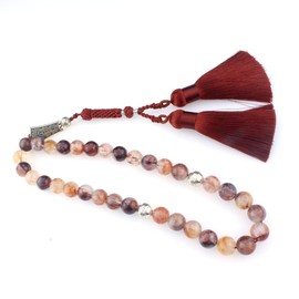 beirunde Muslims Islamic Dhikr Tasbeeh Tasbih Prayer Beads, 33 Crystal Colorful Quartz Beads with Tassel, Large, Crystal, Crystal