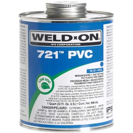 Weld-On 10161 721 PVC Medium-Bodied High Strength Solvent Cement - Fast-Setting and Low-VOC, Blue, 1 Quart (32 fl oz)