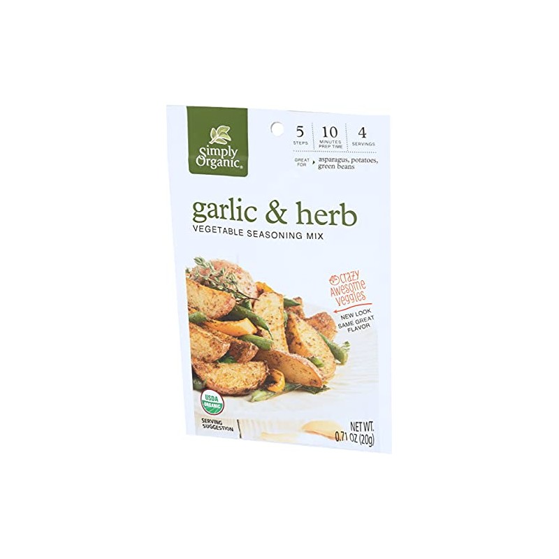 Simply Organic Garlic & Herb Vegetable Seasoning Mix, Certified Organic,
