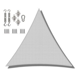 Coarbor 13'x13'x13' Triangle Sun Shade Sail with Hardware kit Perfect for Patio Deck Yard Outdoor Garden Permeable Sunshine Block Shade Cover-Light Grey
