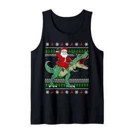 Santa Riding Dino | Funny Christmas Ugly Sweater Tank Top