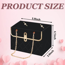 Whaline 6Pcs Paper Flower Bags with Metal Chain Bouquet Storage Bucket Florist Bag Handbag Flower Bouquet Wrapping Basket Handbag for Wedding Party Birthday Mother's Day Gift Bags, Black Pink