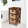 eHemco 3 Tier X-Side End Storage Cabinet with 3 Wicker