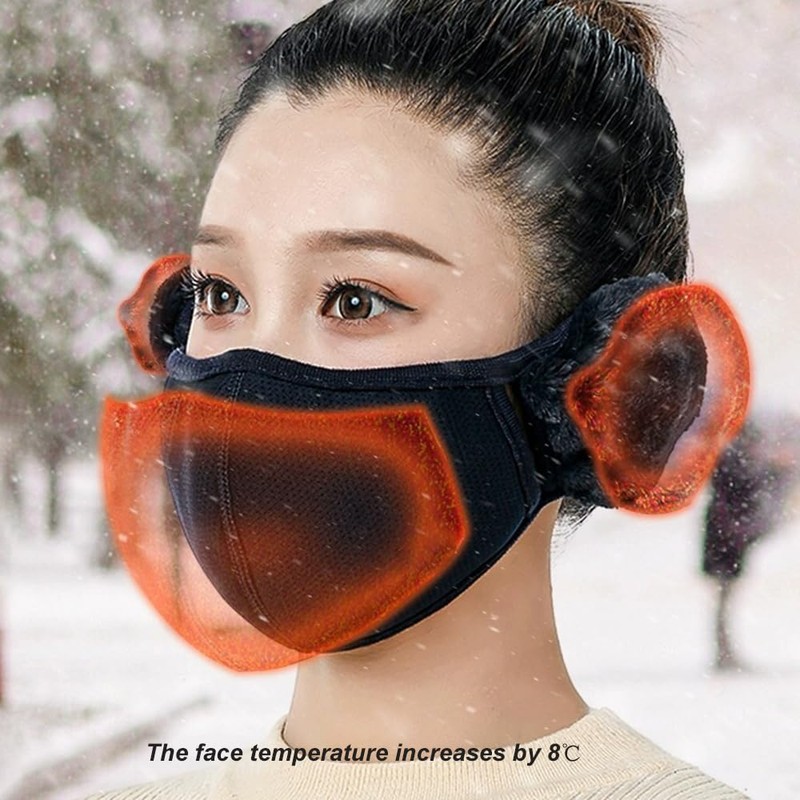 TecHong Unisex Winter Warm Windproof Mask with Fluffy Ear Covers