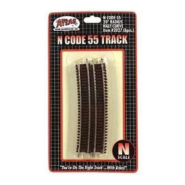 N Code 55 Nickel Silver 20" Radius Half Curve Track (6) Atlas Trains