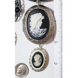True Vintage Cameo Pendants Lockets Gemstone Bib Necklace Earrings Handmade
