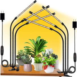 Grow Light for Indoor Plants, FRGROW LED Plant Grow Lights, 3000k/5000k/660nm Full Spectrum Plant Growing Lamps, Clip on Plant Lamp with White Red LEDs, Timer Setting, UL Listed Adapter(3 Head 2 Pack)