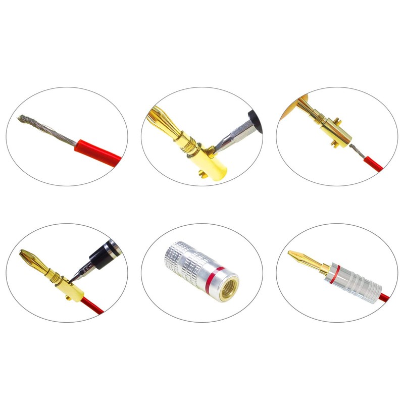 Cleqee 8pcs 24K Gold Plated Banana Plug Speaker Cable Connector