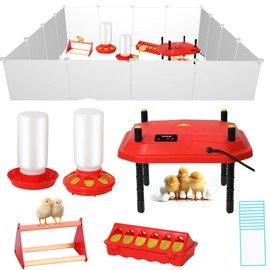 Upgraded Brooder Box for Chick Starter Kit, Chicken Brooder Playpen with 12 * 12inch Brooder Heat Plate, Chicks Feeder & Waterer, Chick Perch Up to 25 Chicks,Duck,Quail