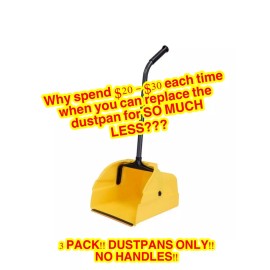 Quickie (3 PACK) Yellow Replacement Jumbo Plastic DUSTPANS ONLY - (NO HANDLES)