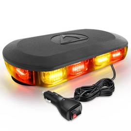 HLauto 700A Rooftop Emergency Strobe Lights Bar, 72 LED Amber Red Mini Beacon Safety Flashing Warning Traffic Lights Bar w/Magnetic Base for 12-24V Trucks, Construction Vehicles, Snowplow, Cars