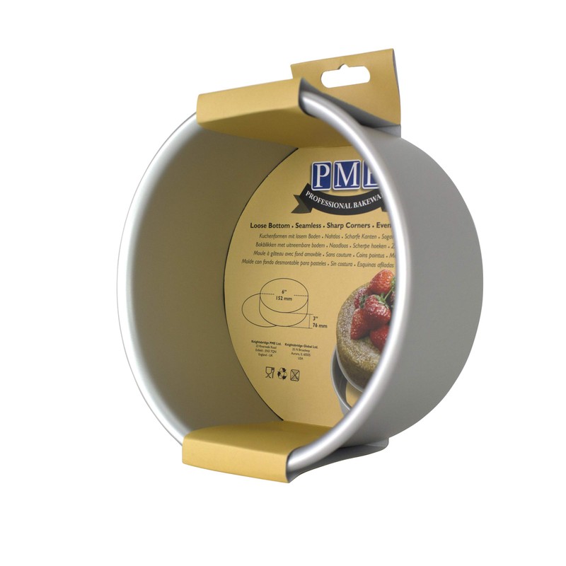 PME LBR063 Kuchenformen mit losem boden 6" x 3", Silber