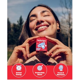 NuStrips™ Tiras de energía de disolución rápida con 50 mg de cafeína, L-teanina y vitamina B12 – Energía instantánea y enfoque sin nerviosismo o choqu