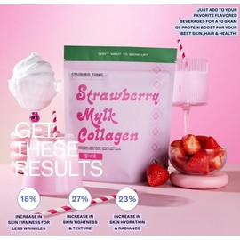 Strawberry Milk Hydrolyzed Collagen – Korean K-Beauty Supplement | Halal & Kosher Bovine Collagen for Skin, Hair, Nails & Overall Health | Gluten-Free, Non-GMO Beauty Protein-Bovine Collagen - 30 Servings