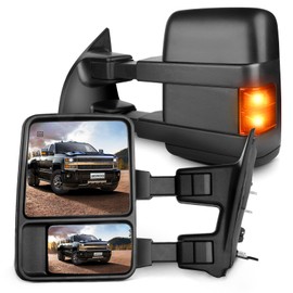 SCITOO Towing Mirrors fit 2003-2007 For Ford For F250 For F350 For F450 For F550 Super Duty 2003-2005 For Ford Excursion Power Heated Led Turn Signal Lights Side View Pair Mirrors