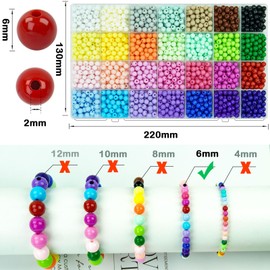 2100Pcs 6MM Candy Color Acrylic Round Beads for Jewelry Making, 28 Colors Assorted Plastic Craft Bead Bubble Gum Beads with Hole Pastel Loose Beads for Bracelets Necklace Making DIY Crafts (6MM)