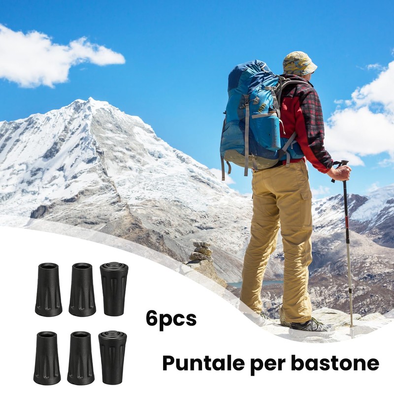 Esshogo Pack of 6 Rubber Buffer Trekking Poles, Pole Tip,
