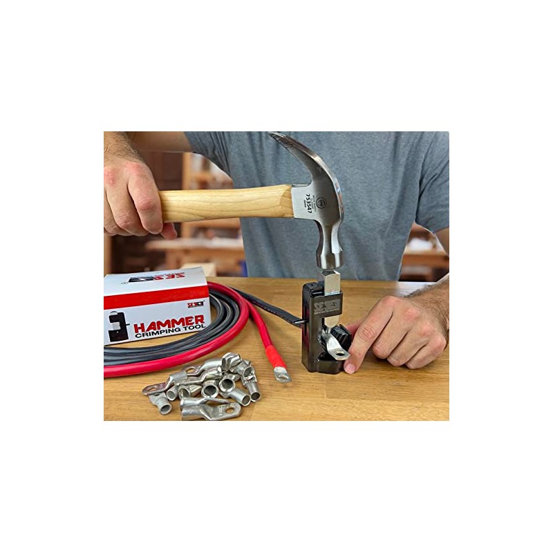 Hammer Battery Lug Crimping Tool for 8, 6, 4, 2,