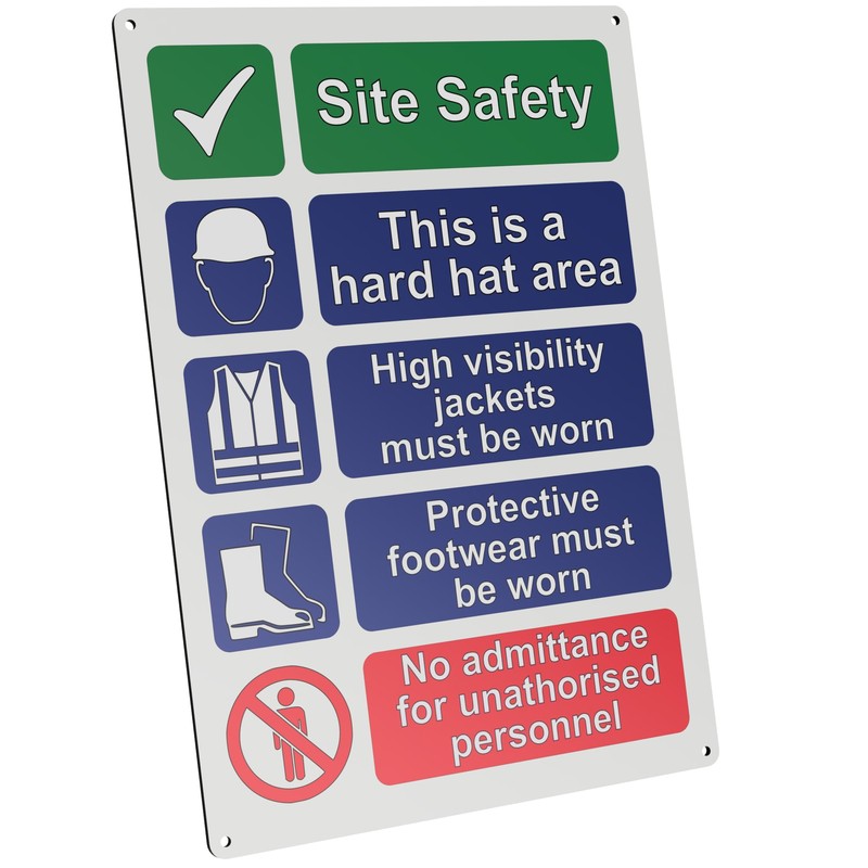 Durable A4 Aluminum Composite Site Safety Sign with Fixing Holes