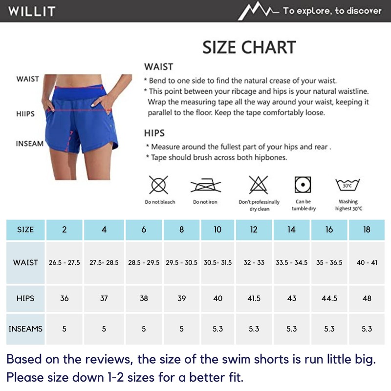 WILLIT Women's 5 Inch Swimming Shorts Board Shorts UPF 50+