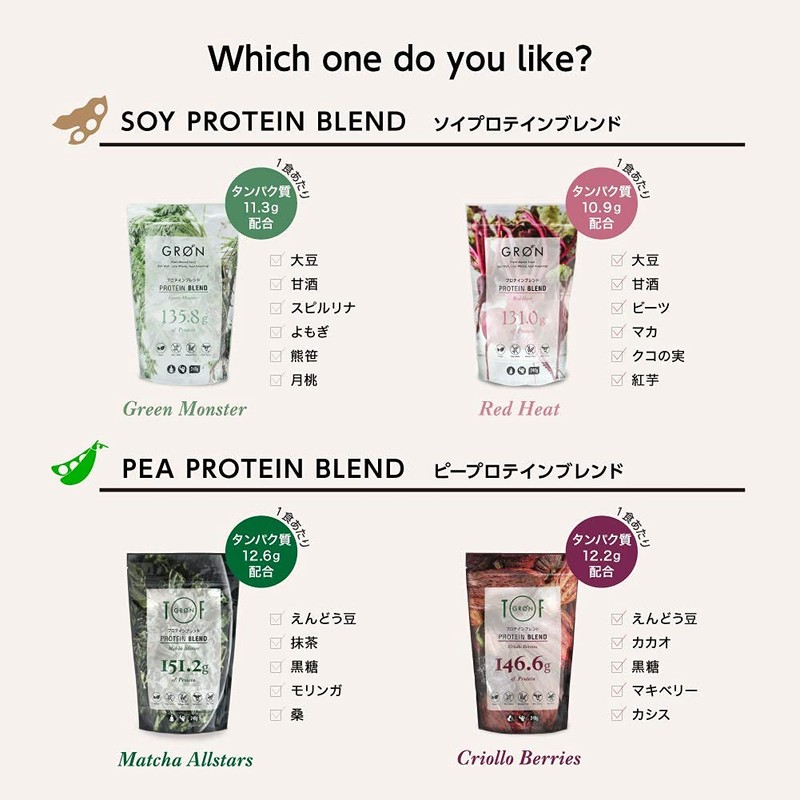 GRON Soy Protein, Superfood Blend, Made in Japan, Additive-Free, Vegan