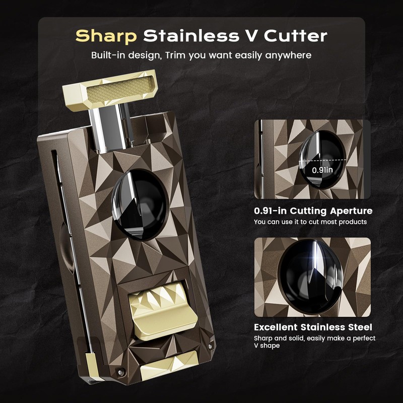 All-in-one Butane Torch Lighter with Cutter, Punch, Holder, Draw Enhancer