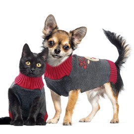 DOGGYZSTYLE Dog Christmas Sweater Xmas Pet Clothes Cute Gray Reindeer Holiday Puppy Cat Costume New Year Gifts for Small Medium Large Dogs Jumpers (M, Gray Reindeer)