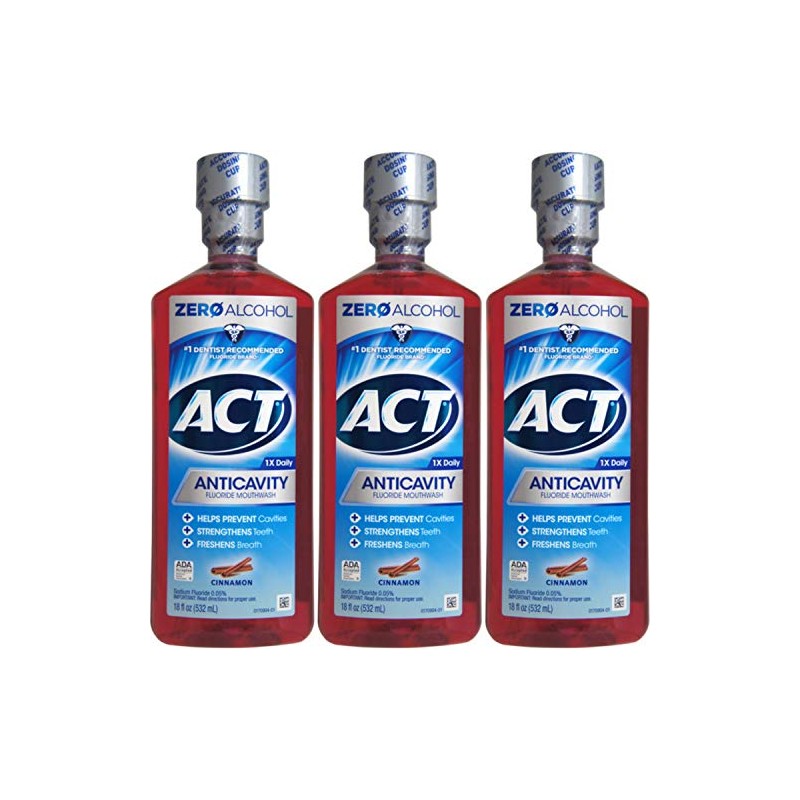 ACT Anticavity Fluoride Rinse Cinnamon 18 oz (Pack of 3)