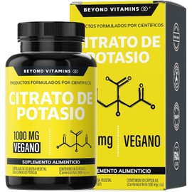 Citrato de Potasio 1000mg  Adicionados con Platano en Polvo, Curcuma y Semilla de uva  Cápsulas sin rellenos  Potassium Citrate-60 cápsulas