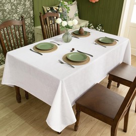 Karseteli Linen Textured Rectangle Tablecloth, Slubby Lightweight Table Cloth 60 x 84 Inch, Water Resistant Stain Resistant Farmhouse Burlap Table Cover for Kitchen Dining Room