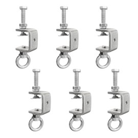 1" C-Clamps with M8 Stainless Steel Screw Ring,Withstand 100lb,Heavy Duty Woodworking Clamps for Metal Mounting,Building,Hanging Pendant Lantern,Plant,Shade Sail(1inch,6pcs)