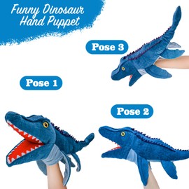 Dinosaur Hand Puppets, Dinosaur Stuffed Hand Puppets for Kids Role Play, Dinosaurs Plush Puppets Toys for Boys and Girl Stage Performance Storytelling Interactive Pretend Play (Mosasaur)…