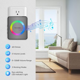 TECKNET Wireless Doorbells for Home, IP65 Waterproof 1,970Ft 120dB Door Bell Ringer Wireless for Classroom with 60 Chimes & 5 Volume Levels, RGB Flash