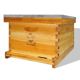 Beehive 10 Frame Bee Hives Complete Bee Hive Box Kit with 100% Beeswax Includes Beehive Frames and Beeswax Coated Foundation Boards (1 Layer)