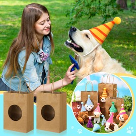 Blueweenly 45 Pcs Adopt a Dog Party Favors Mini Plush Stuffed Animals with Birthday Hats 12 Mini Puppies 12 Birthday Hats 12 Bags 8 White Plastic Fence and a Small Board for Adopt a Pet Party