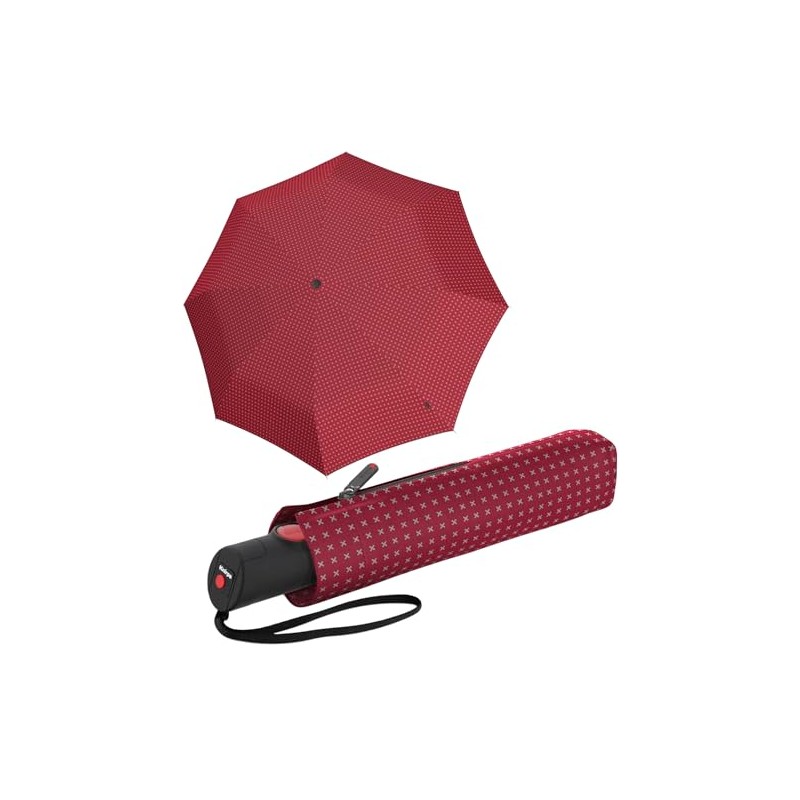 Knirps T.205 Medium Duomatic Pocket Umbrella, 2cross red, Classic