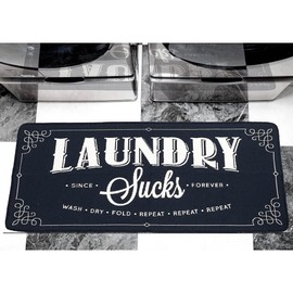 Soft Woven Rugs, 24"x56" Laundry Room Rug, Funny Non Slip Laundry Mats, Woven, Machine Washable, Bathroom Runner Floor Mat for Washroom, Kitchen, Laundry Sucks