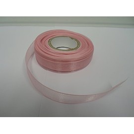 1 Roll of 15mm x 25 metres Light Baby Pink Sheer Organza Ribbon Double Sided 15 mm 1.5cm