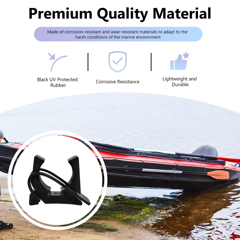 Boat Hook Holders, Black Rubber Spring Clamp Oar & Pole