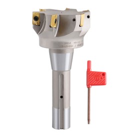 Accusize Industrial Tools 3 inch Cutting Diameter x 6-1/4'' Oal 90 Degree R8 Shank Indexable End Mill with 6 Apkt1604 Carbide Inserts, 0028-6908