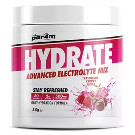 per4m Per4m Hydrate Electrolyte Mix Powder | 500mg Cocomineral | Replenish Essential Electrolytes | Aiding Muscle Function, Cardiovascular Health, Neurological Support (Raspberry Cherry, 210g)
