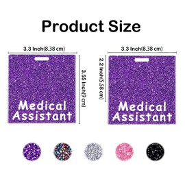 Abamilaka Medical Assistant Badge Buddy Card Purple Nurse Gifts Nursing Accessories Acrylic Bling Badge Reel Holder Glitter Horizontal Badge Buddies Coworker Identification Tags ID Name Card