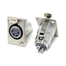 DRUT 1pcs. 4-Pin XLR Male Panel Mount Socket - D-Series Chassis Audio Connector for Microphones, Speakers, and Musical Instruments