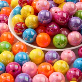 ANCADN 20mm Acrylic Beads 100pcs Rainbow Color Beads Chunky Bubblegum Beads for Jewelry Making Bracelet Necklace Craft Making Supplies(abrainbow)