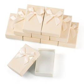 Spritewelry 10 Pcs Jewelry Gift Boxes 8.4x5.4x2.5cm Light Yellow Necklace Ring Earring Box Small Jewelry Package Storage Gift Boxes with Bowknot for Anniversaries Weddings Birthdays