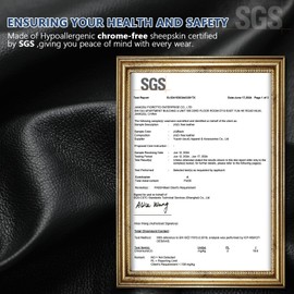 GSG SINCE 1998 Mens Genuine Chrome-free Leather Gloves Winter Driving Gloves With Warm Wool Lined Touchscreen Sheepskin Gloves Black Large